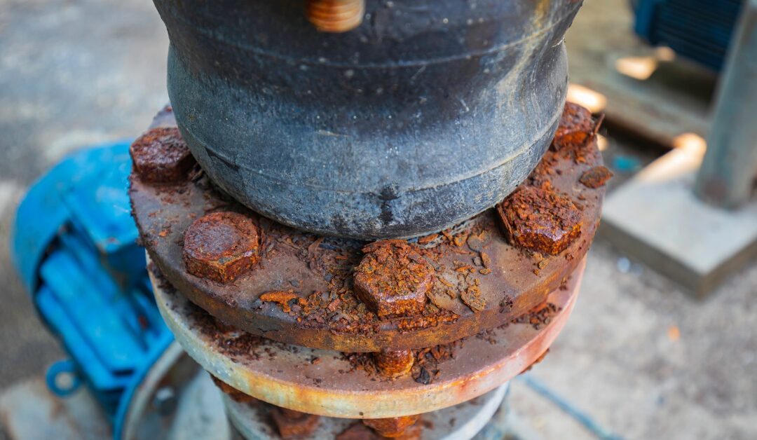 Corroded metal flange and bolts