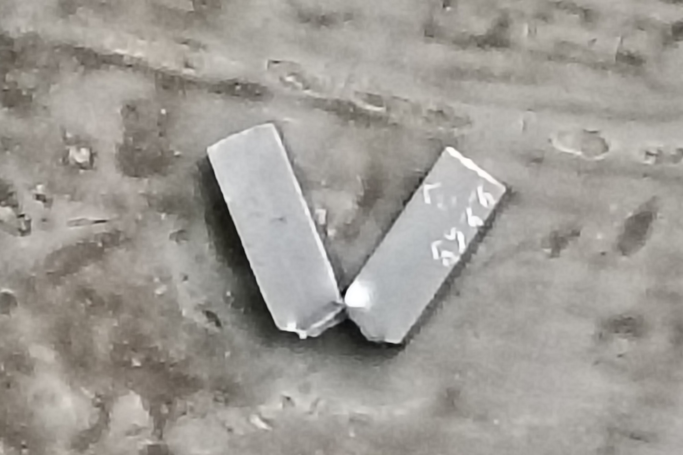 Fractured Charpy impact specimen